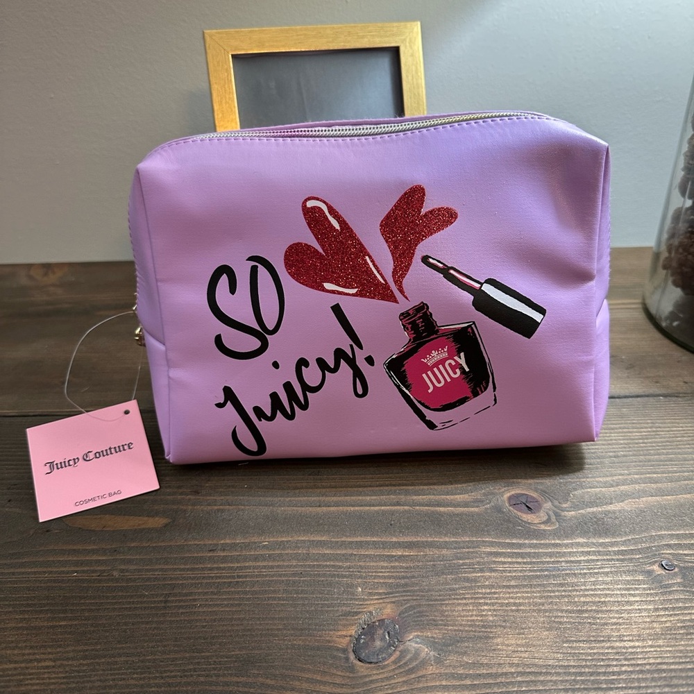 Juicy Couture Lilac Cosmetic Bag with metallic rainbow colored zipper. NWT - Picture 2 of 12